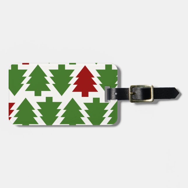 Christmas Trees Holiday Pattern Luggage Tag (Front Horizontal)