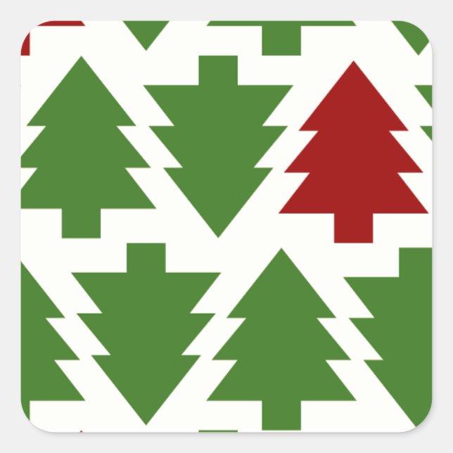 Christmas Trees Holiday Pattern Square Sticker (Front)