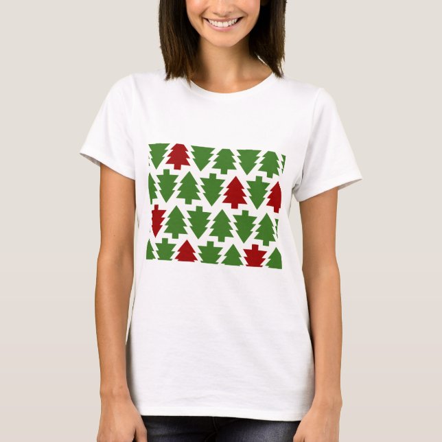 Christmas Trees Holiday Pattern T-Shirt (Front)