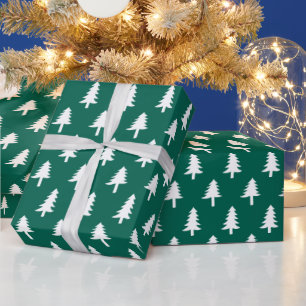 Christmas Trees Holiday Wrapping Paper in Green