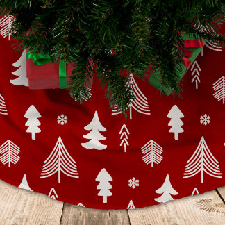 Christmas Trees in red and white Brushed Polyester Tree Skirt