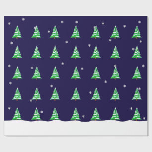 Christmas trees in the snow wrapping paper