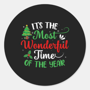 Christmas Trees It's The Most Wonderful Time Of Th Classic Round Sticker