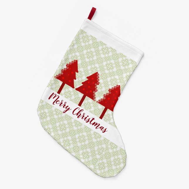 Christmas Trees Large Christmas Stocking (Front (Hanging))