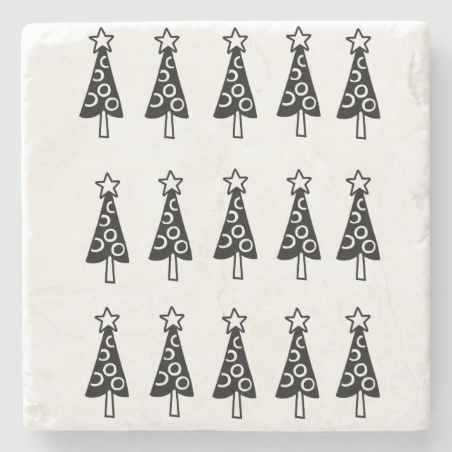Christmas Trees Marble Stone Coaster (Front)