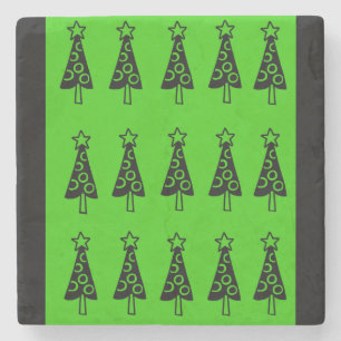 Christmas Trees Marble Stone Coaster, Green Stone Coaster