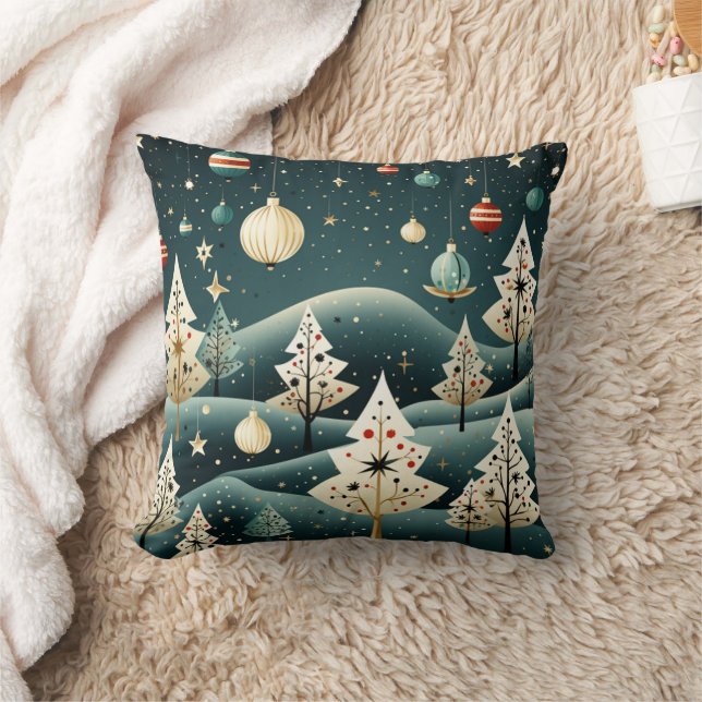 Christmas Trees MCM Winter Countryside Ornaments  Cushion (Blanket)