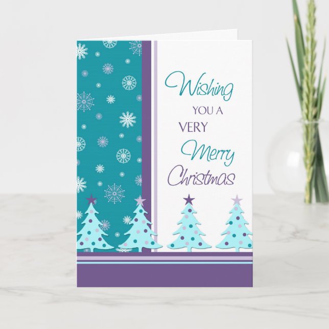 Christmas Trees Merry Christmas Card (Front)