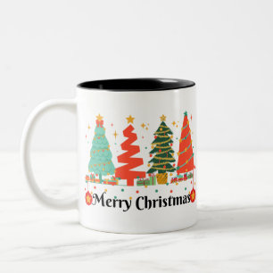 Christmas Trees Merry Christmas Two-Tone Coffee Mug