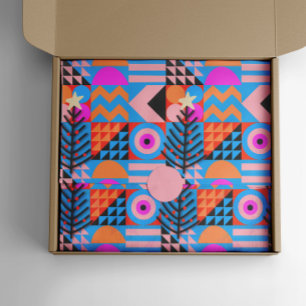 Christmas Trees Modern Geometric  Pinks Blues Tissue Paper