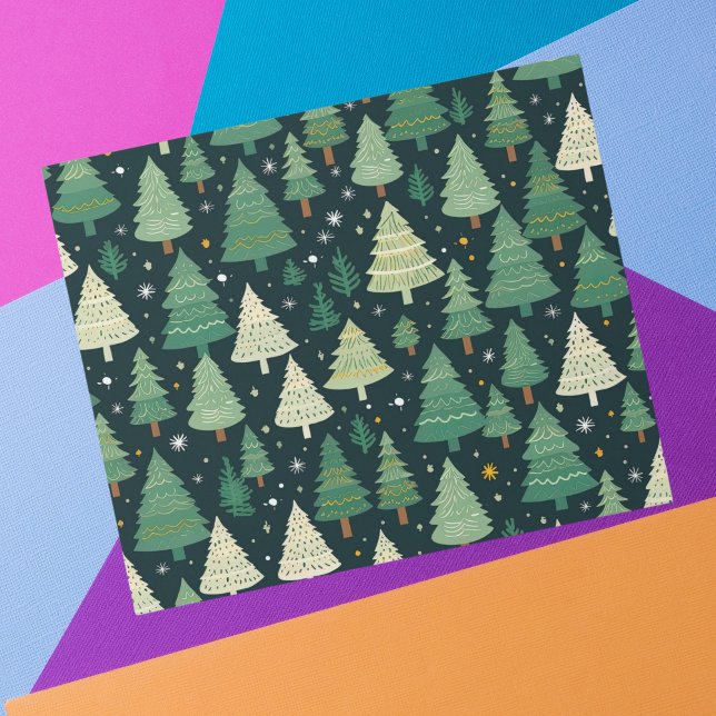 Christmas Trees Modern Sage Green Pattern Gift Wrapping Paper (Creator Uploaded)