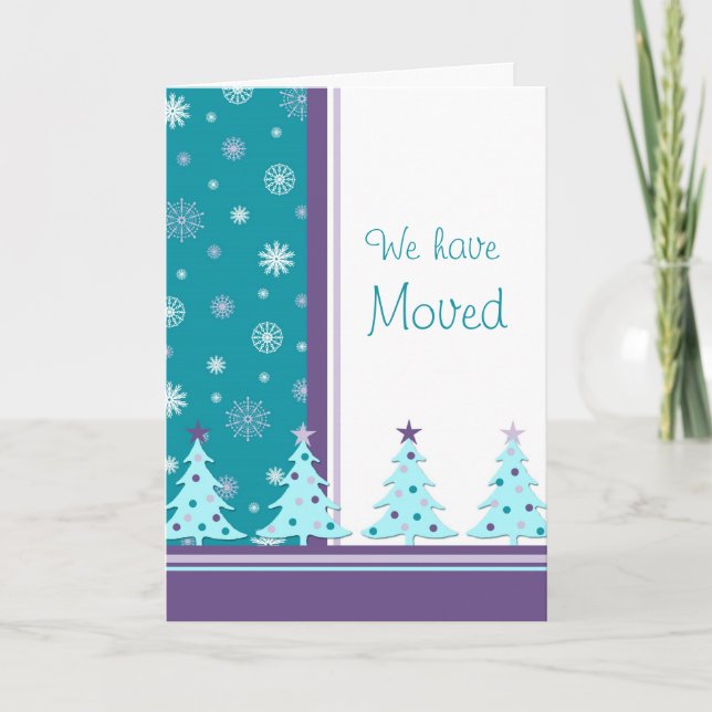 Christmas Trees New Address Christmas Card (Front)