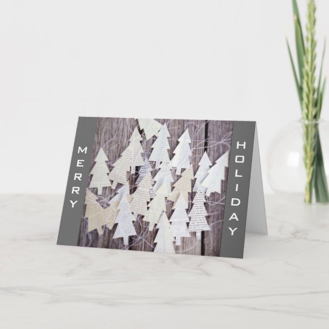 CHRISTMAS TREES OF BOOK PAGES-MERRY HOLIDAY (Front)