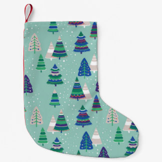 Christmas trees on a blue background small christmas stocking