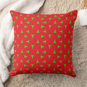 Christmas trees on red cushion