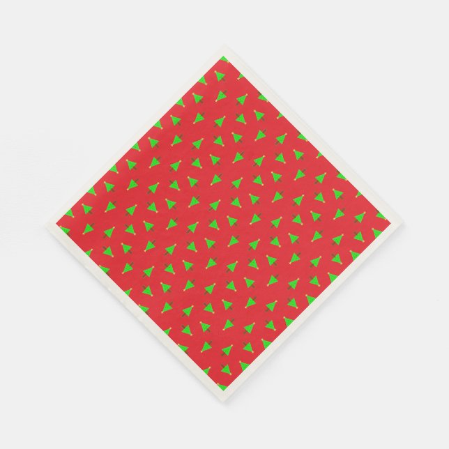 Christmas trees on red napkin (Corner)