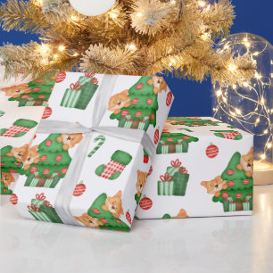 Christmas Trees, Ornaments and Cats Wrapping Paper