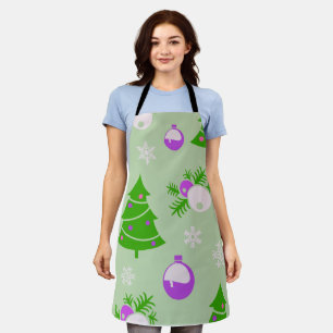 Christmas Trees Ornaments and Snowflakes Pattern   Apron