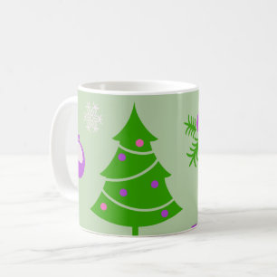 Christmas Trees Ornaments and Snowflakes Pattern Coffee Mug