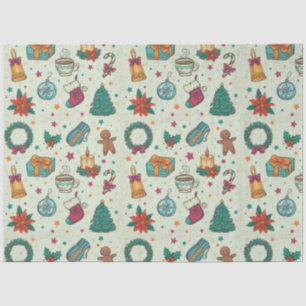 Christmas Trees Ornaments Stars Green Christmas Tissue Paper