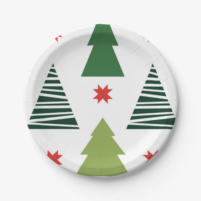 Christmas Trees Paper Plate (Front)