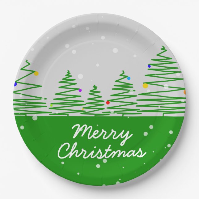 Christmas Trees Paper Plate (Front)