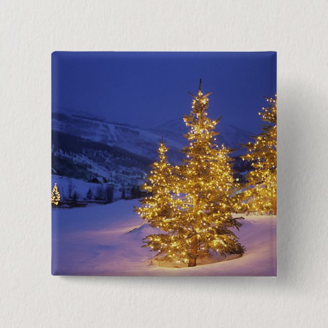 Christmas trees, Park City, Wastch Mountains, 15 Cm Square Badge (Front)