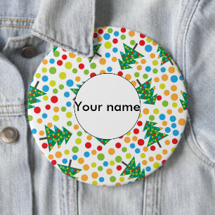 Christmas trees pattern 6 cm round badge