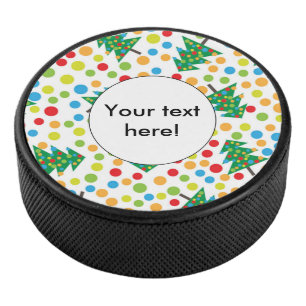 Christmas trees pattern hockey puck