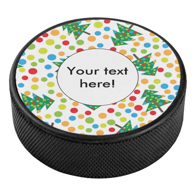 Christmas trees pattern hockey puck (3/4)