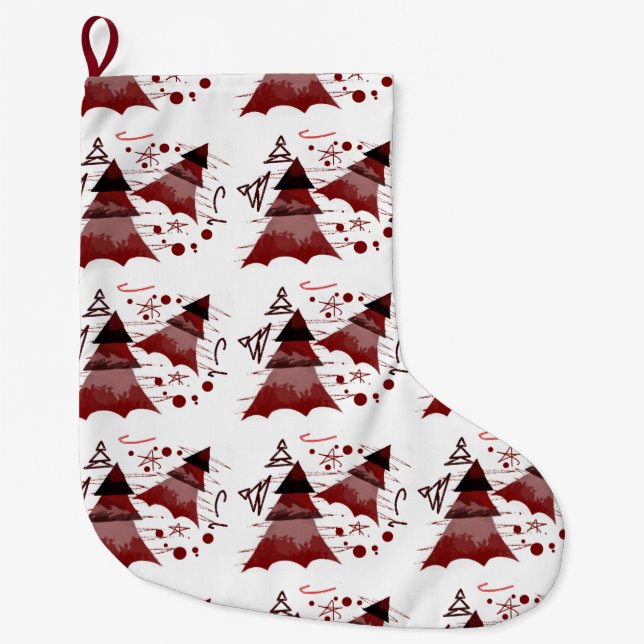 Christmas Trees Pattern Large Christmas Stocking (Front)
