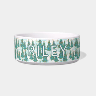 Christmas Trees Pattern Personalised Dog Bowl