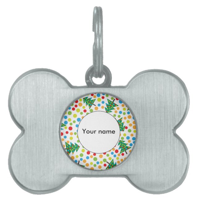Christmas trees pattern pet ID tag (Front)