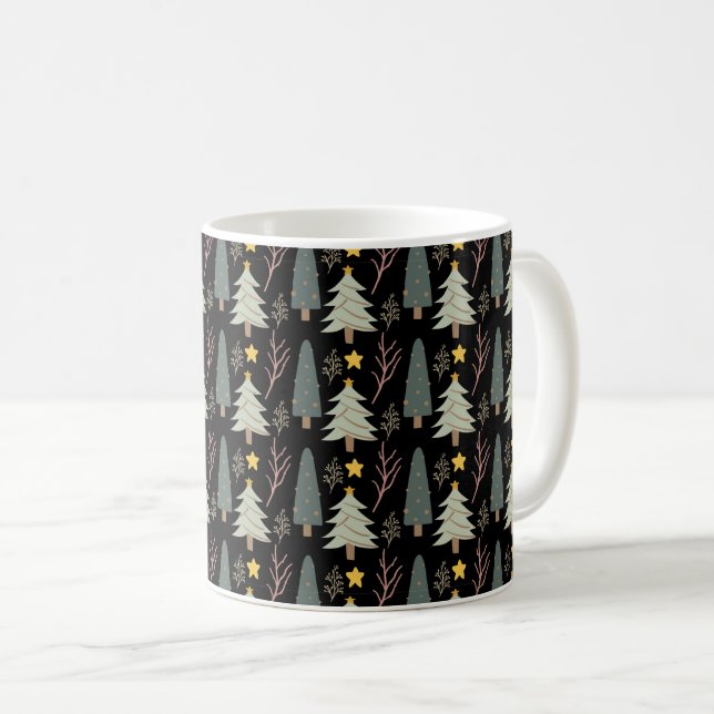 Christmas Trees Pattern Winter Evergreen Modern Coffee Mug (Front Right)