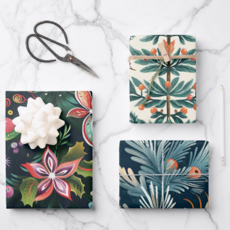 Christmas trees pattern wrapping paper sheet