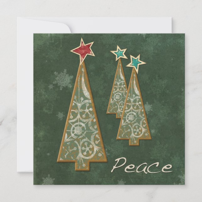 Christmas Trees-Peace/Green Invitation (Front)