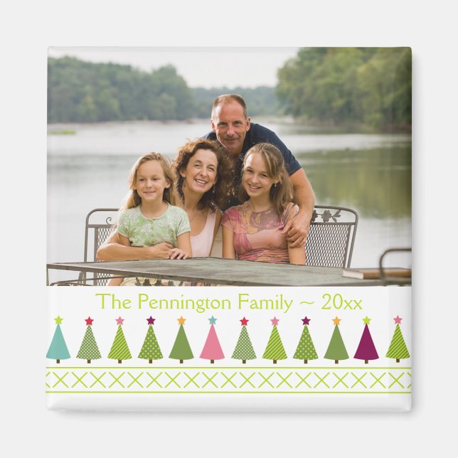 Christmas trees personalised photo magnet (Front)