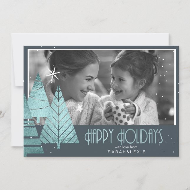 Christmas Trees Photo Template Teal ID863 (Front)