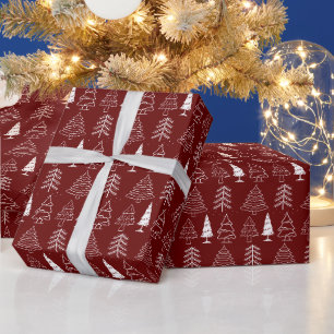 Christmas trees Pine Nature Forest Xmas watercolor Wrapping Paper