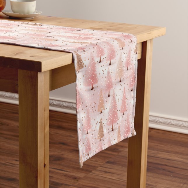 Christmas Trees Pink Table Runner (In Situ)