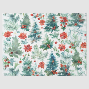Christmas Trees, Poinsettias, Holly, and Pine Deco Tissue Paper