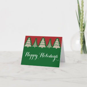 Christmas Trees Red & Green Brown Paper Fold Card
