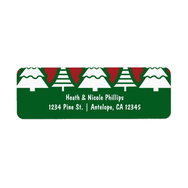 Christmas Trees Red & Green Holiday Address Labels (Front)