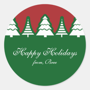 Christmas Trees Red & Green Holiday Stickers