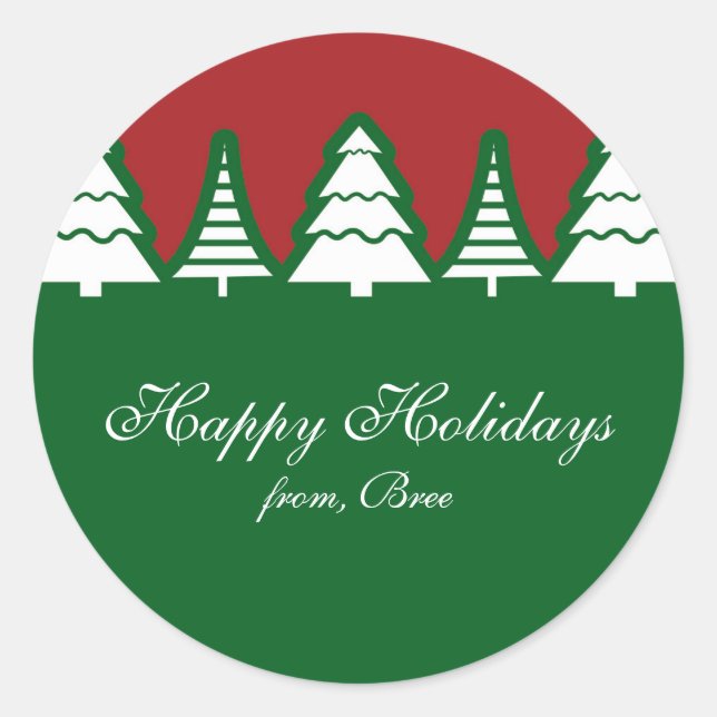 Christmas Trees Red & Green Holiday Stickers (Front)