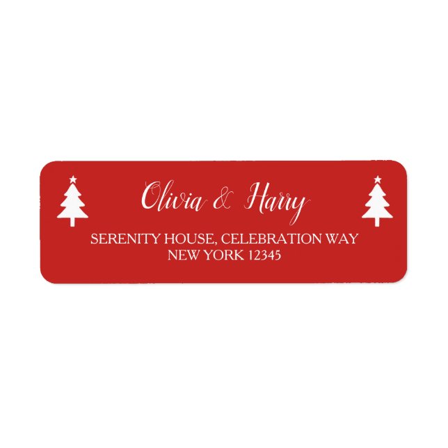 Christmas Trees Red White Return Address Labels (Front)