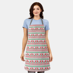 Christmas Trees Reindeer Pixel Pattern Apron
