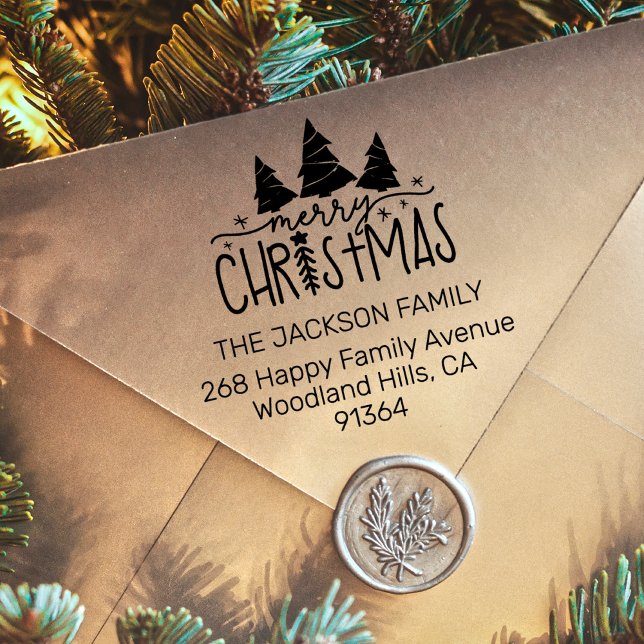 Christmas Trees return address Self-inking Stamp (Creator Uploaded)