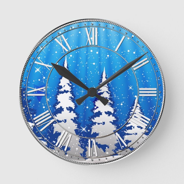 Christmas Trees Round Clock (Front)