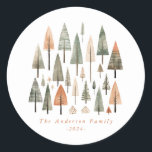 Christmas Trees Round Stickers<br><div class="desc">Christmas Trees Round Stickers</div>